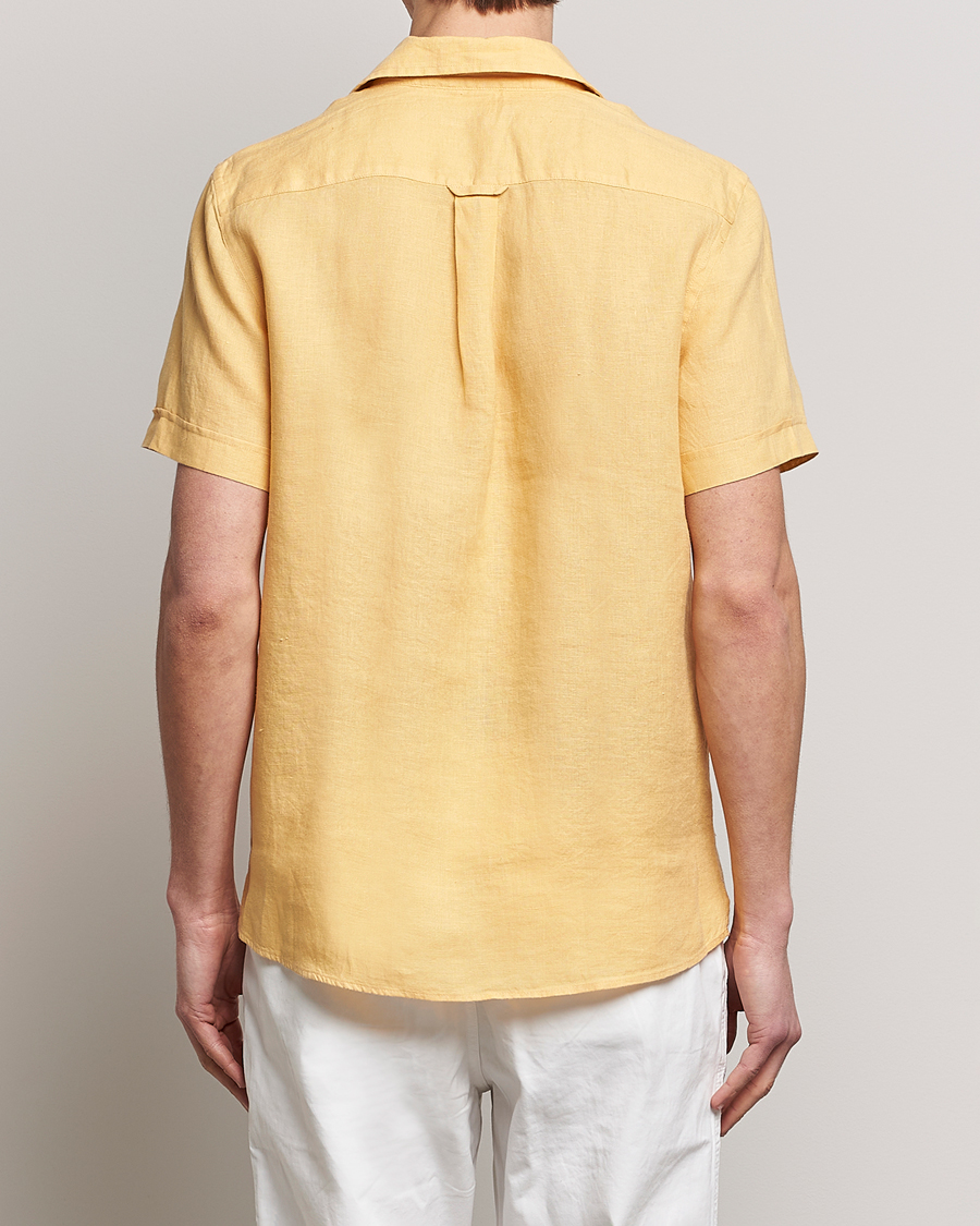 Herr | Skjortor | Morris | Douglas Linen Short Sleeve Shirt Yellow