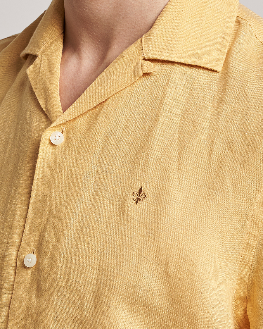 Herr | Skjortor | Morris | Douglas Linen Short Sleeve Shirt Yellow