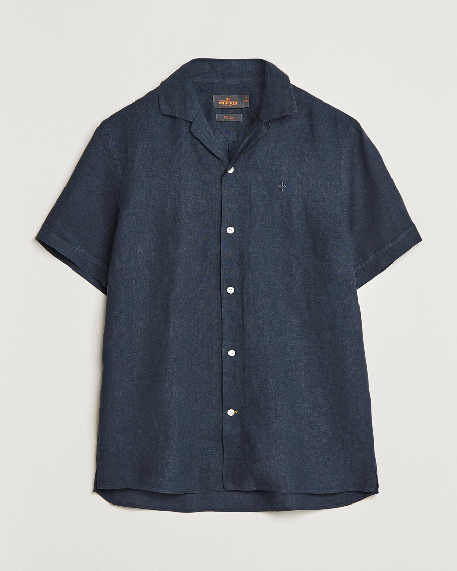 Herr | Skjortor | Morris | Douglas Linen Short Sleeve Shirt Navy