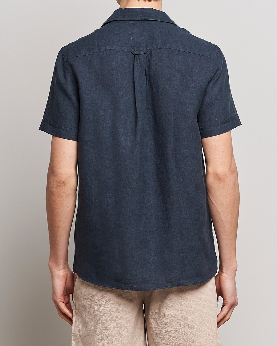 Herr | Skjortor | Morris | Douglas Linen Short Sleeve Shirt Navy