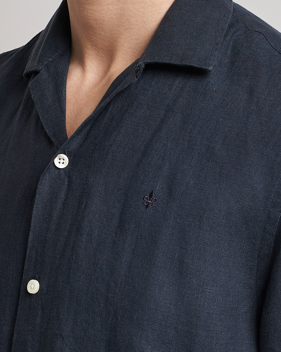 Herr | Skjortor | Morris | Douglas Linen Short Sleeve Shirt Navy