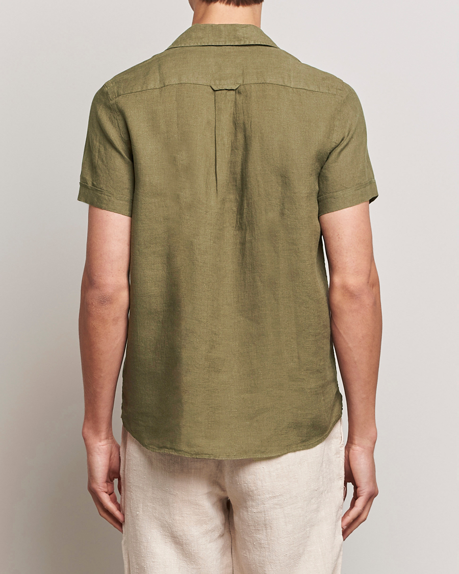 Herr | Skjortor | Morris | Douglas Linen Short Sleeve Shirt Dark Green