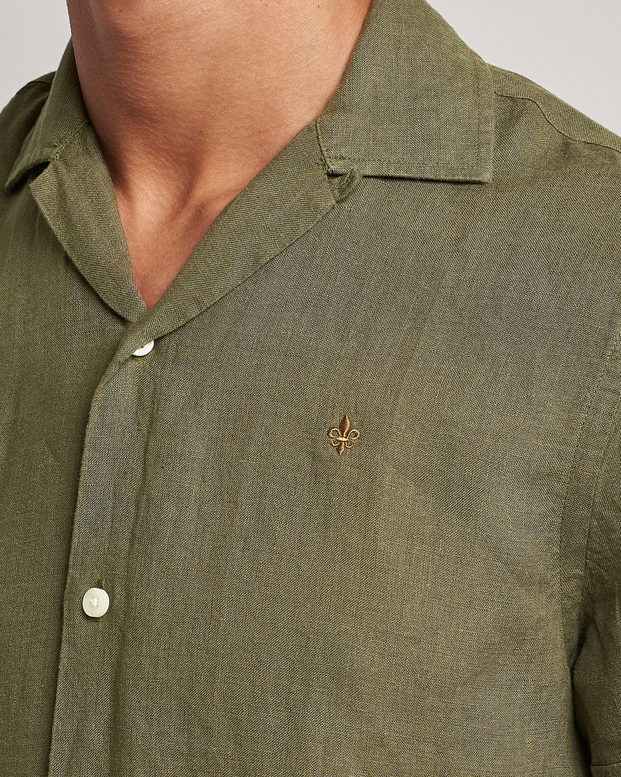 Herr | Skjortor | Morris | Douglas Linen Short Sleeve Shirt Dark Green