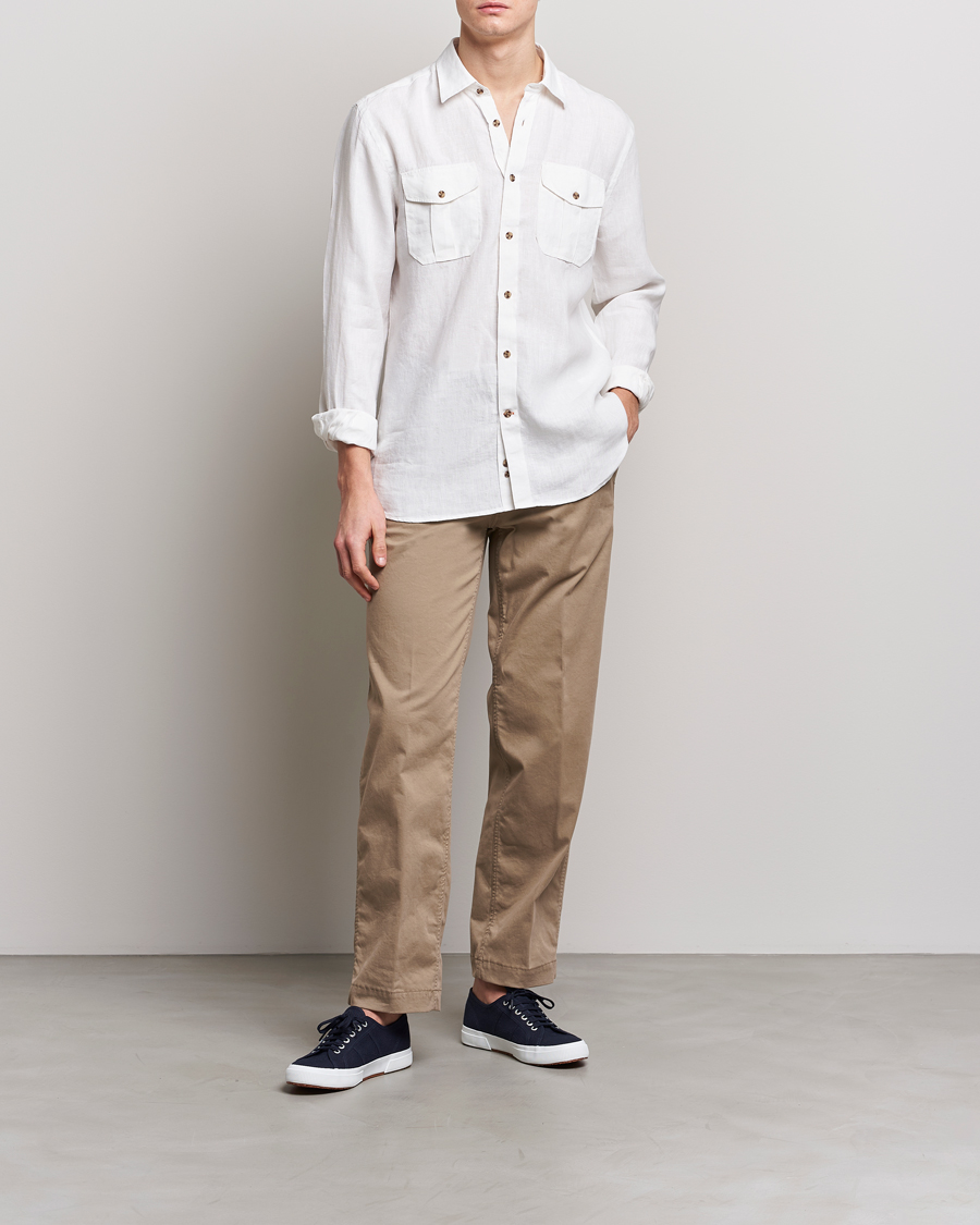 Herr | Skjortor | Morris | Safari Linen Shirt White