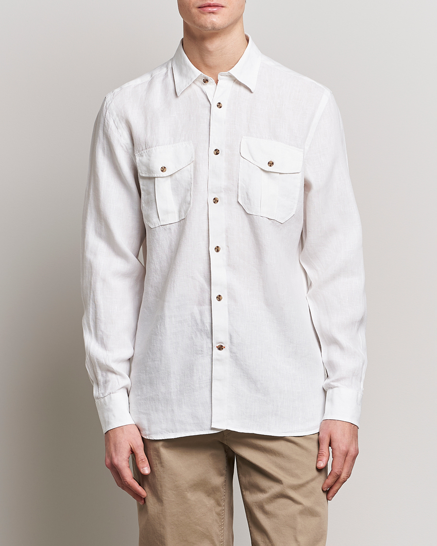 Herr | Skjortor | Morris | Safari Linen Shirt White