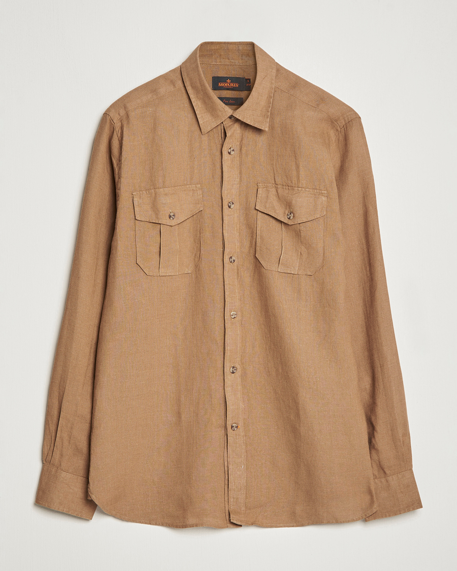 Herr | Skjortor | Morris | Safari Linen Shirt Khaki Brown