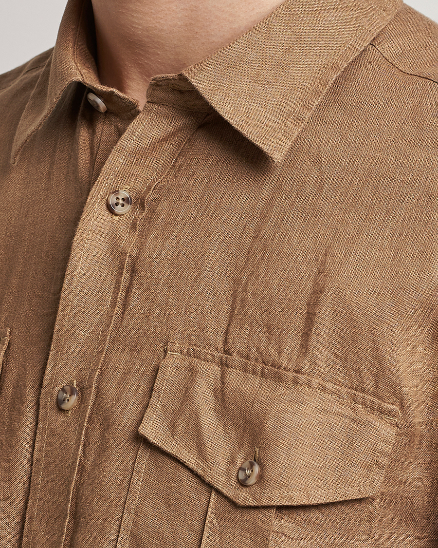 Herr | Skjortor | Morris | Safari Linen Shirt Khaki Brown