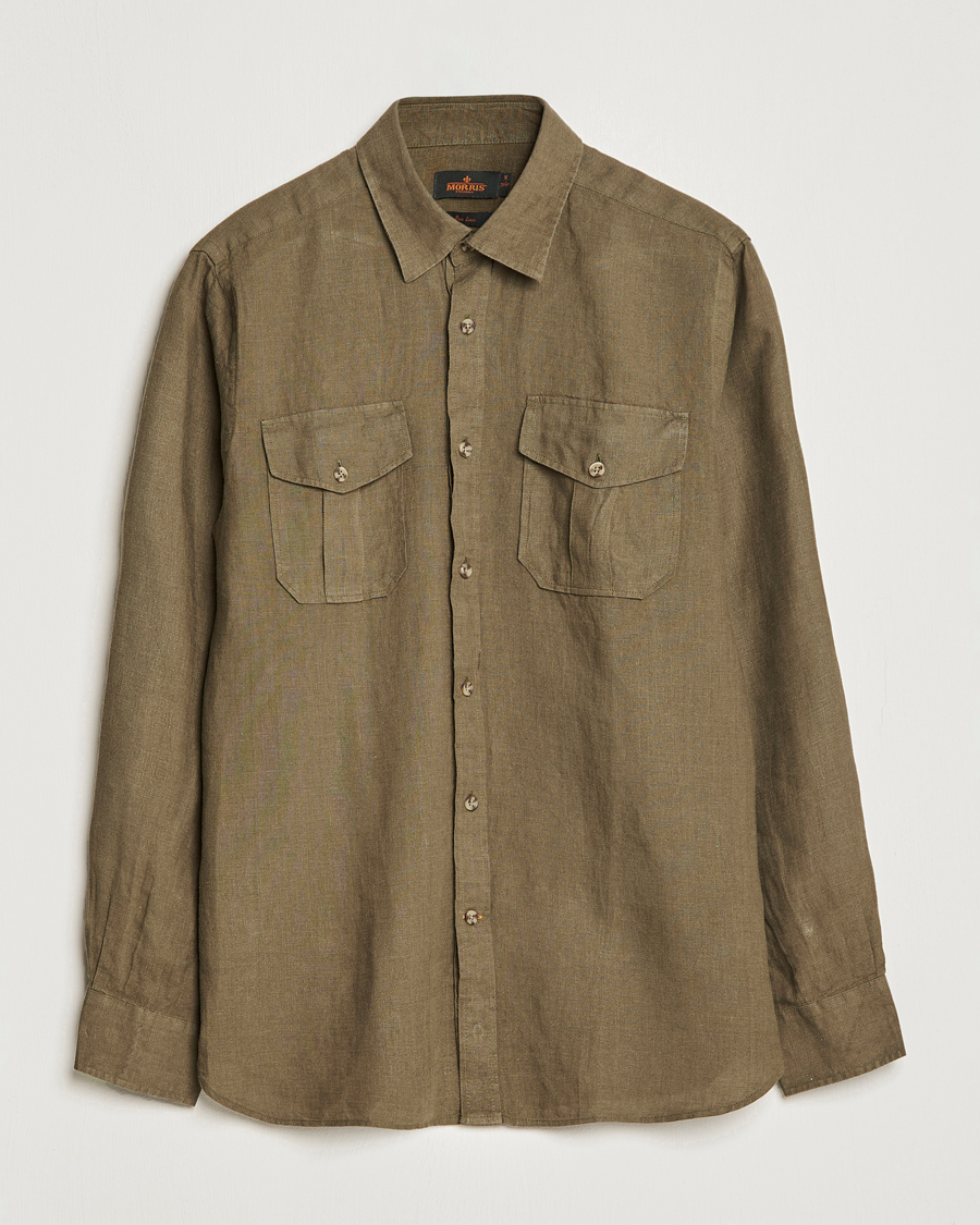 Herr | Skjortor | Morris | Safari Linen Shirt Dark Green