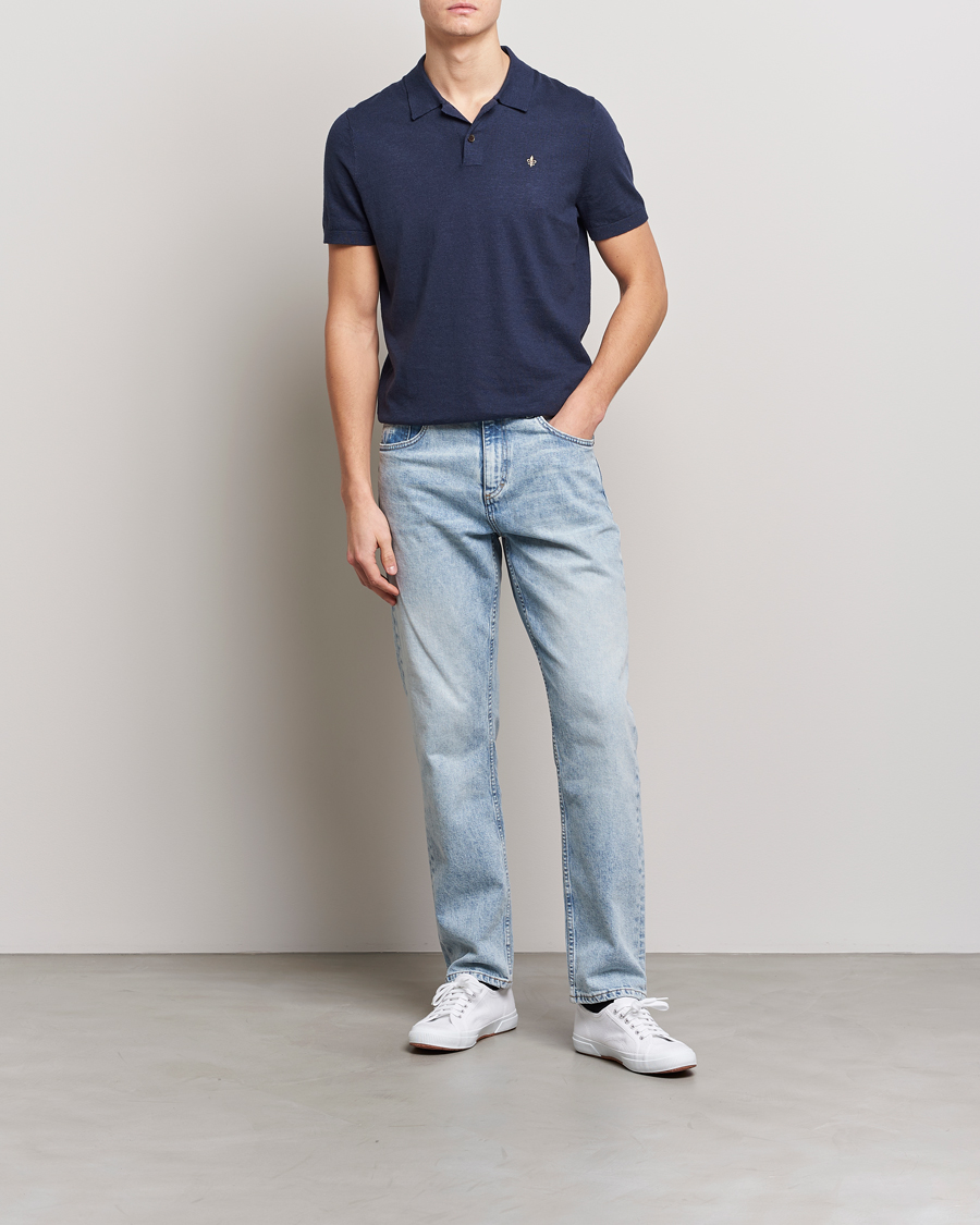 Herr | Pikéer | Morris | Harold Cotton/Linen Summer Polo Navy