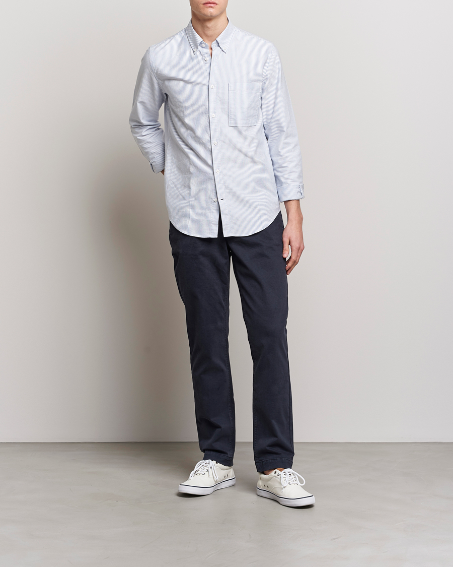 Herr | Byxor | Morris | Jeffrey Brushed Chinos Blue