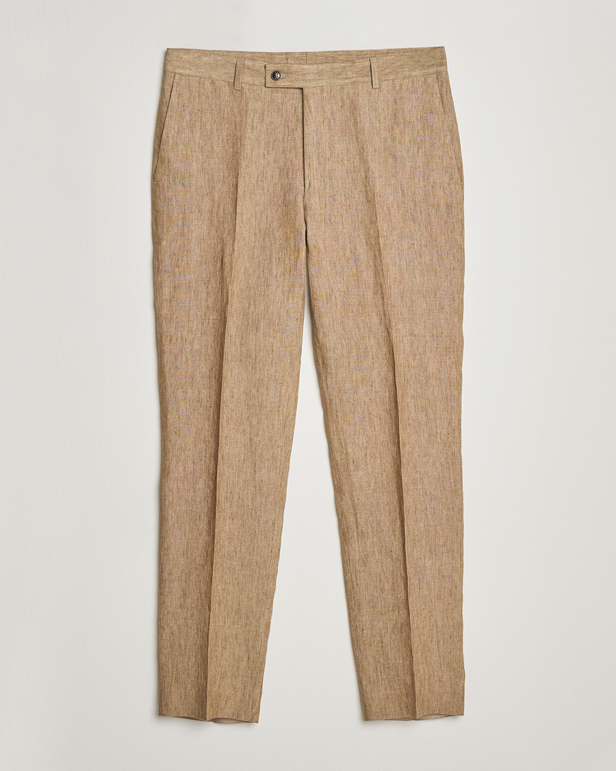 Herr | Byxor | Morris | Bobby Linen Suit Trousers Khaki