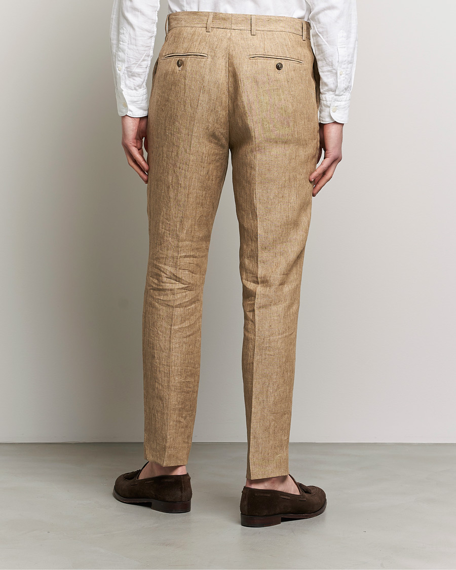 Herr | Byxor | Morris | Bobby Linen Suit Trousers Khaki