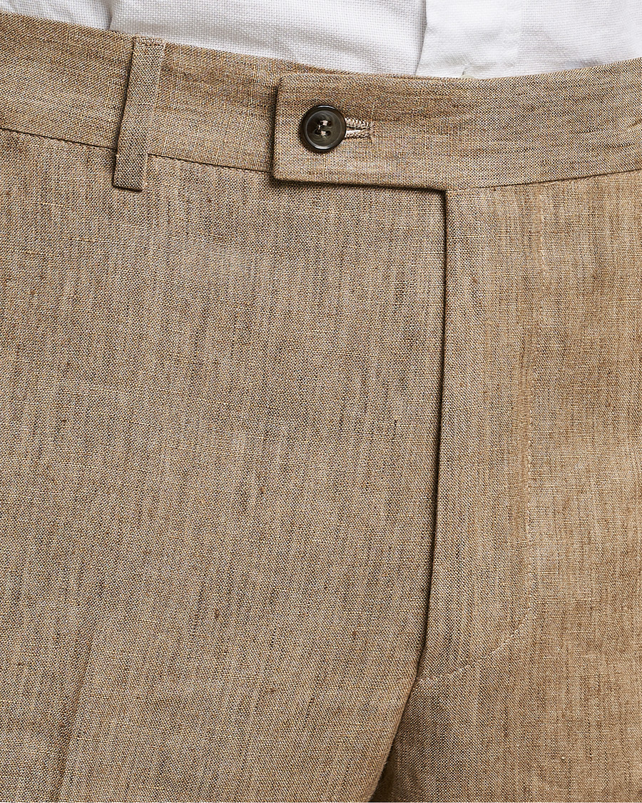 Herr | Byxor | Morris | Bobby Linen Suit Trousers Khaki