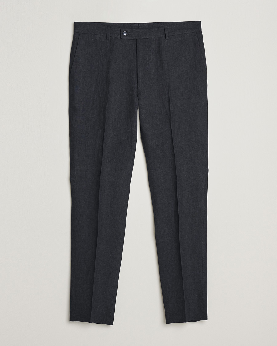Herr | Byxor | Morris | Bobby Linen Suit Trousers Navy