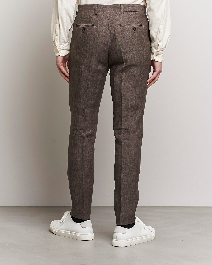 Herr | Byxor | Morris | Bobby Linen Suit Trousers Brown