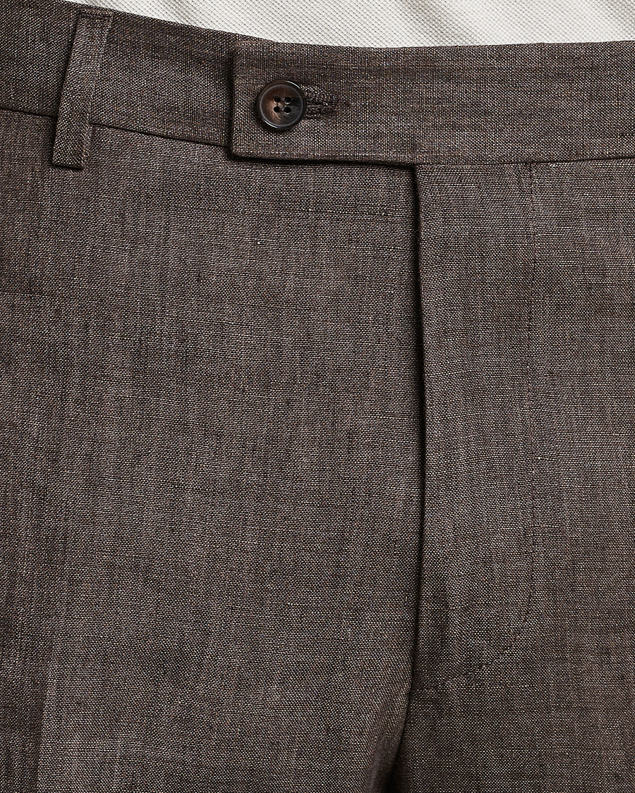 Herr | Byxor | Morris | Bobby Linen Suit Trousers Brown