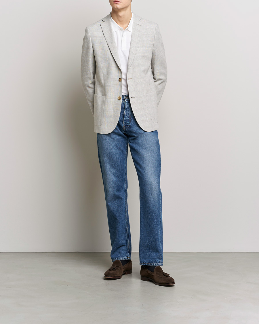 Herr | Kavajer | Morris | Archie Glencheck Cotton Blazer Khaki