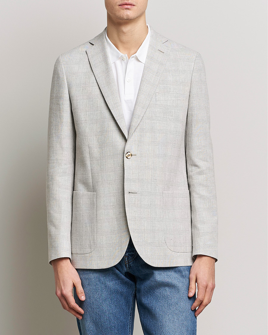 Herr | Kavajer | Morris | Archie Glencheck Cotton Blazer Khaki