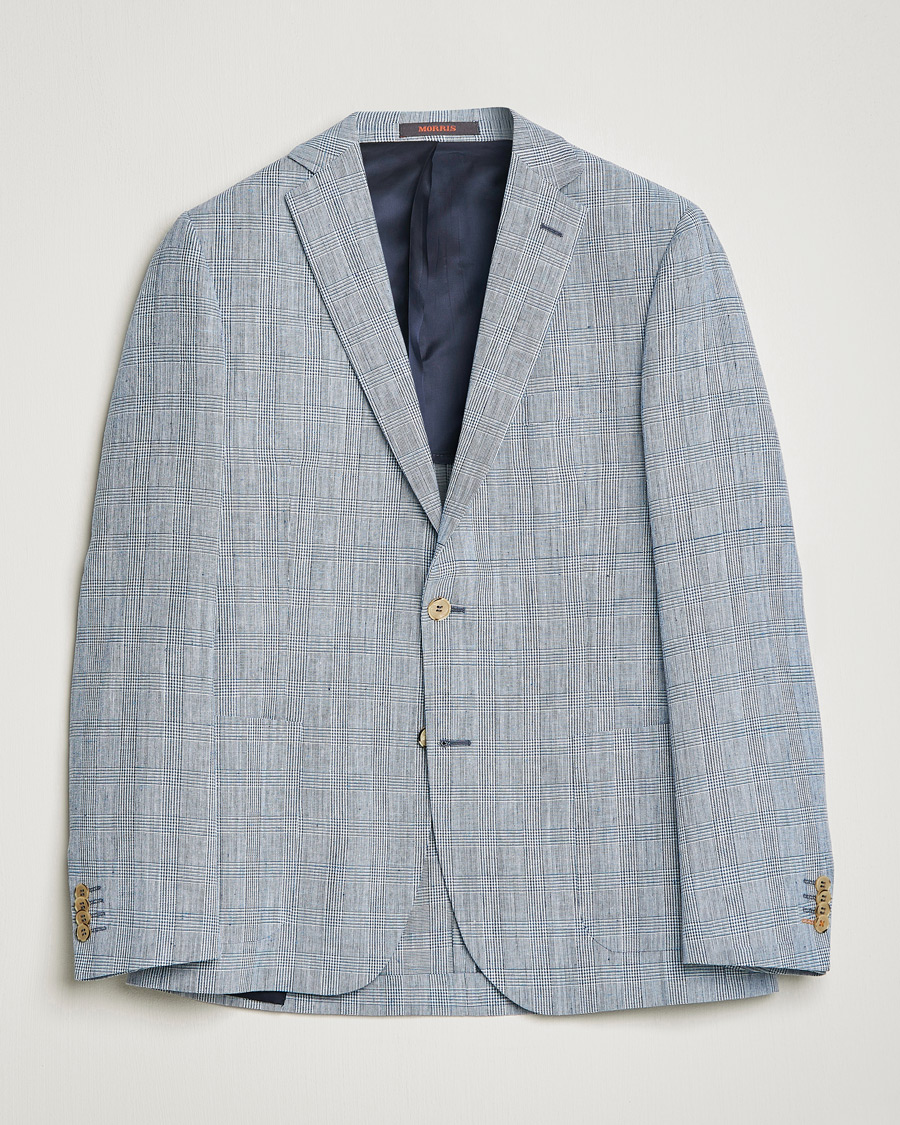 Herr | Kavajer | Morris | Archie Glencheck Cotton Blazer Blue