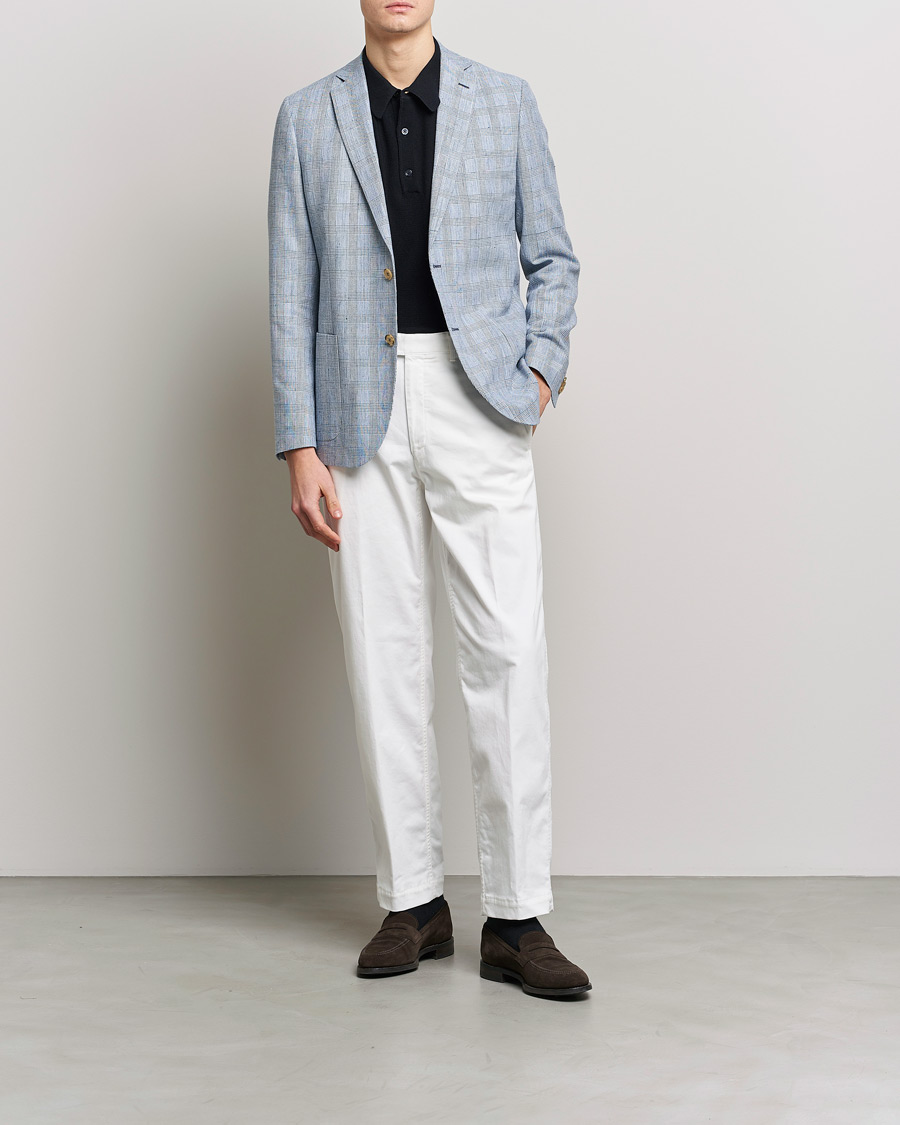 Herr | Kavajer | Morris | Archie Glencheck Cotton Blazer Blue