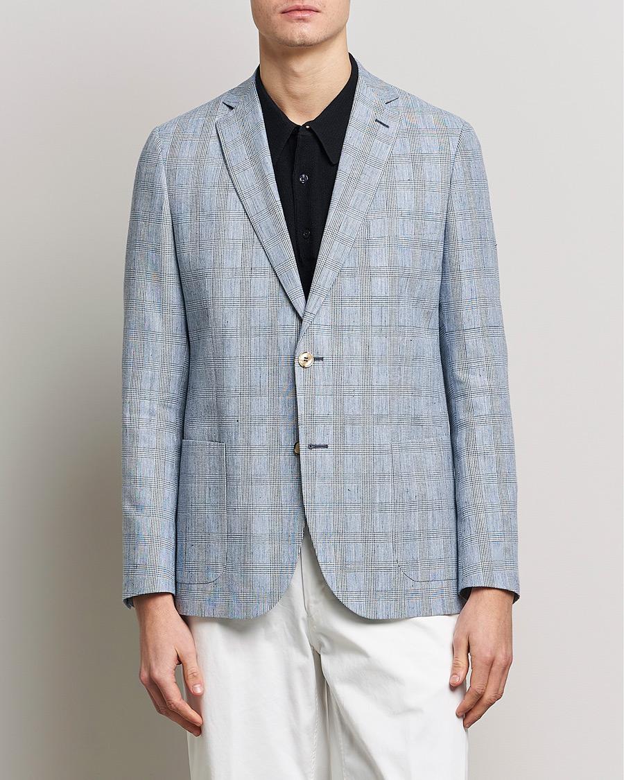 Herr | Bomullskavajer | Morris | Archie Glencheck Cotton Blazer Blue