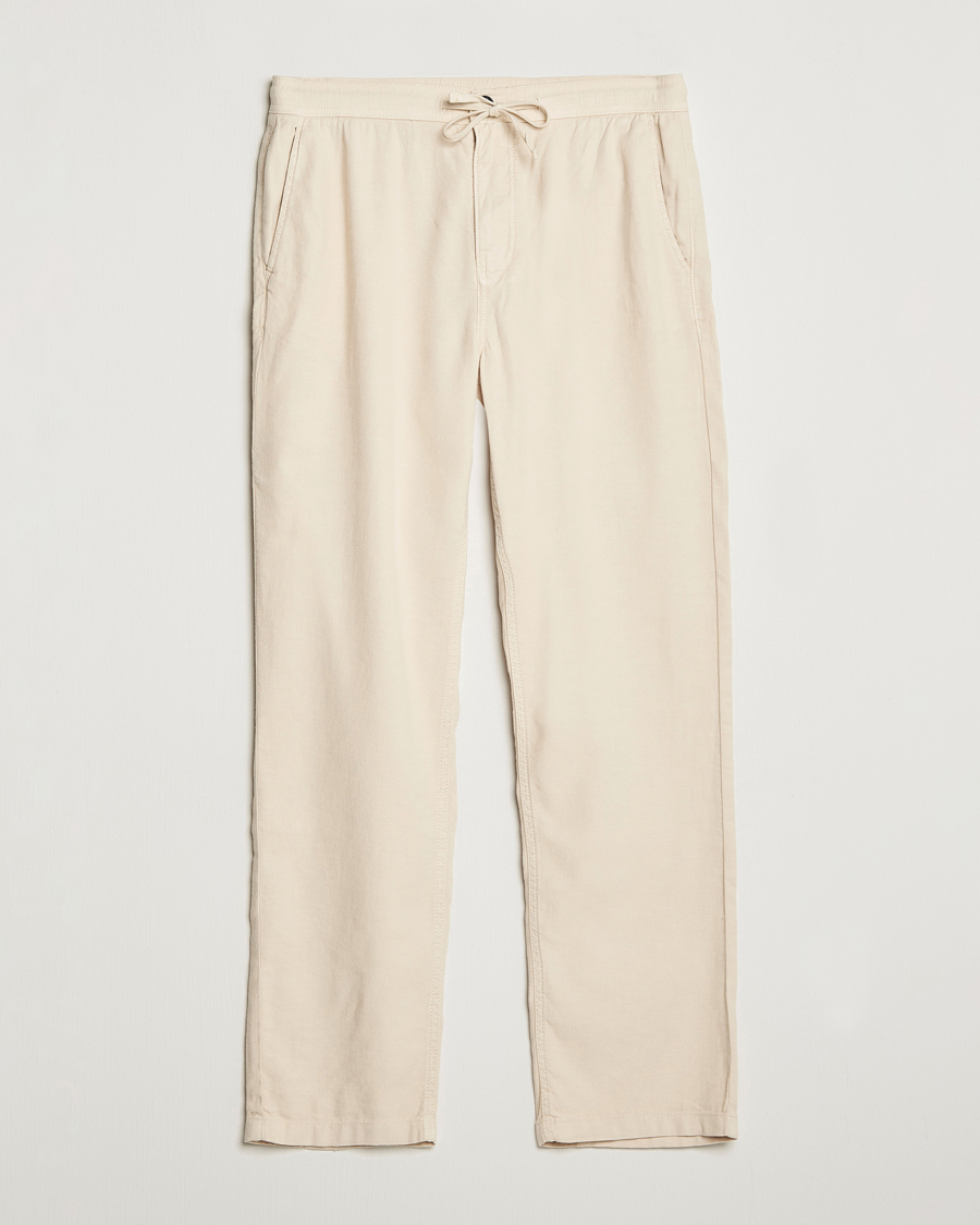 Herr | Byxor | Morris | Fenix Linen Drawstring Trousers Beige
