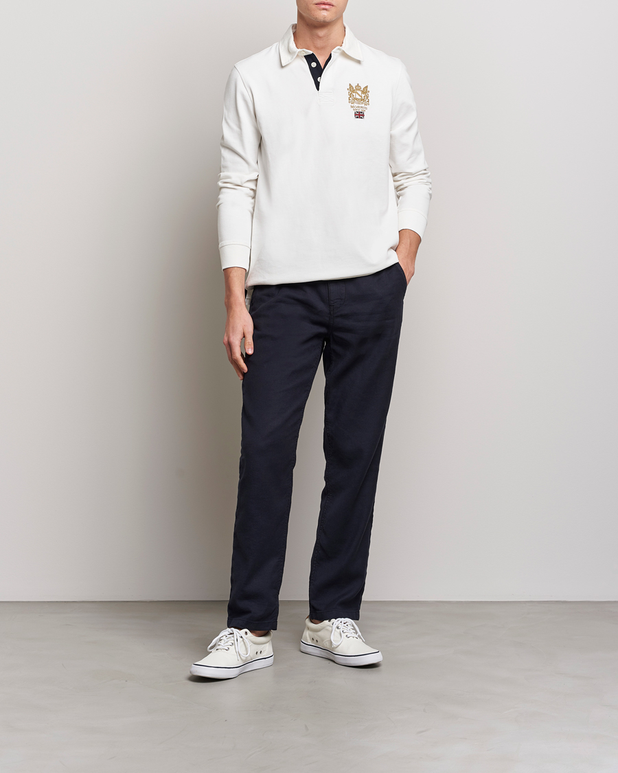 Herr | Byxor | Morris | Fenix Linen Drawstring Trousers Navy
