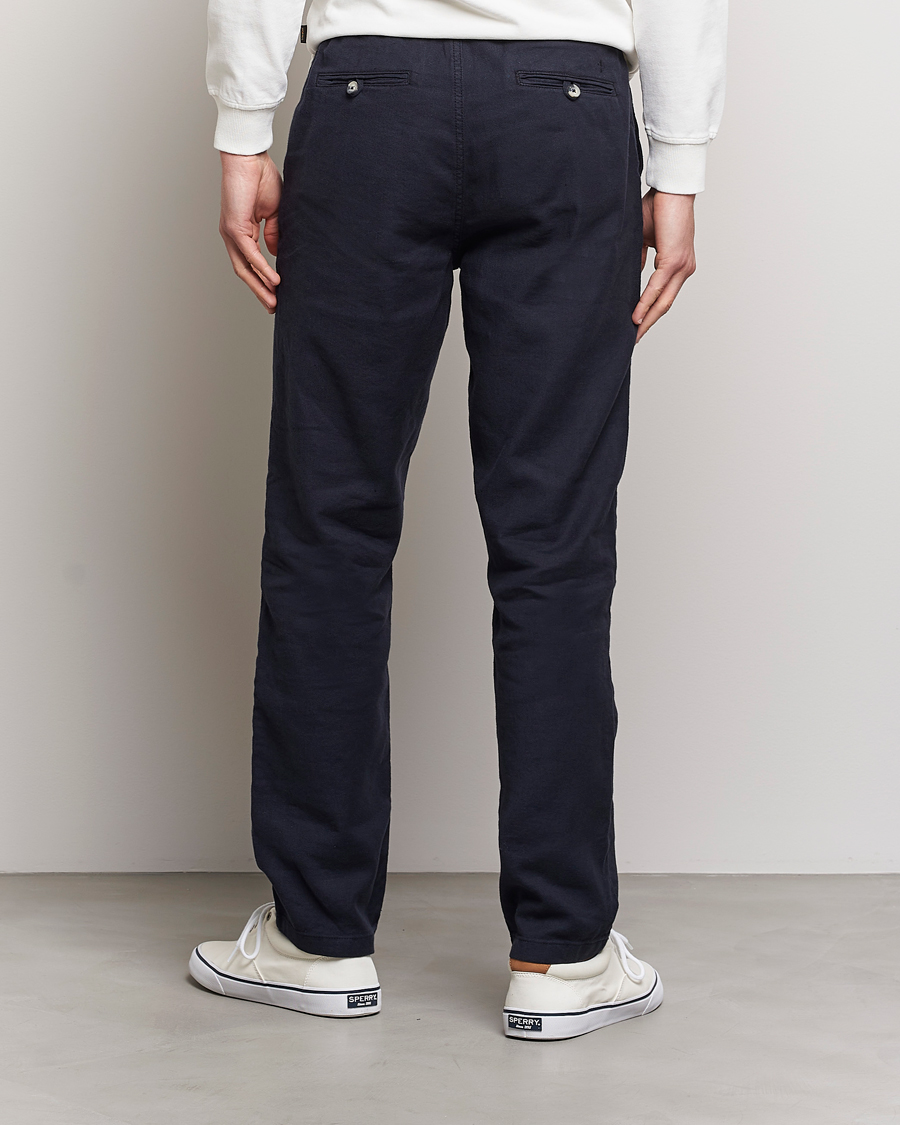 Herr | Byxor | Morris | Fenix Linen Drawstring Trousers Navy