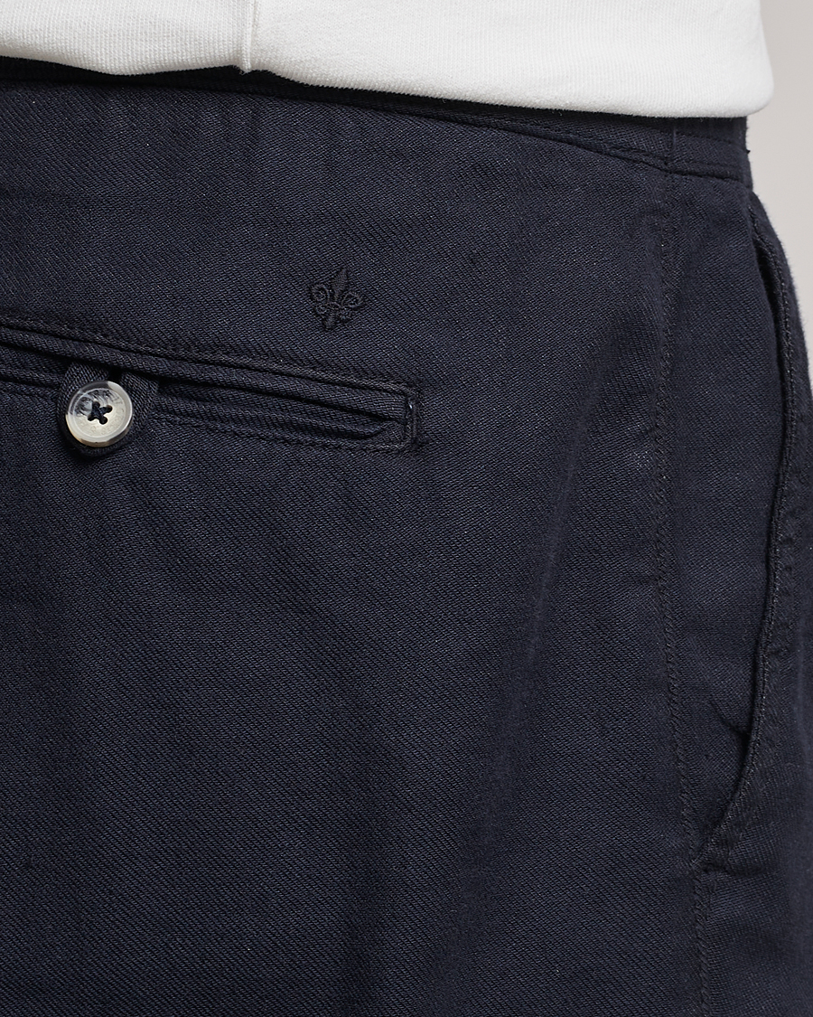 Herr | Byxor | Morris | Fenix Linen Drawstring Trousers Navy