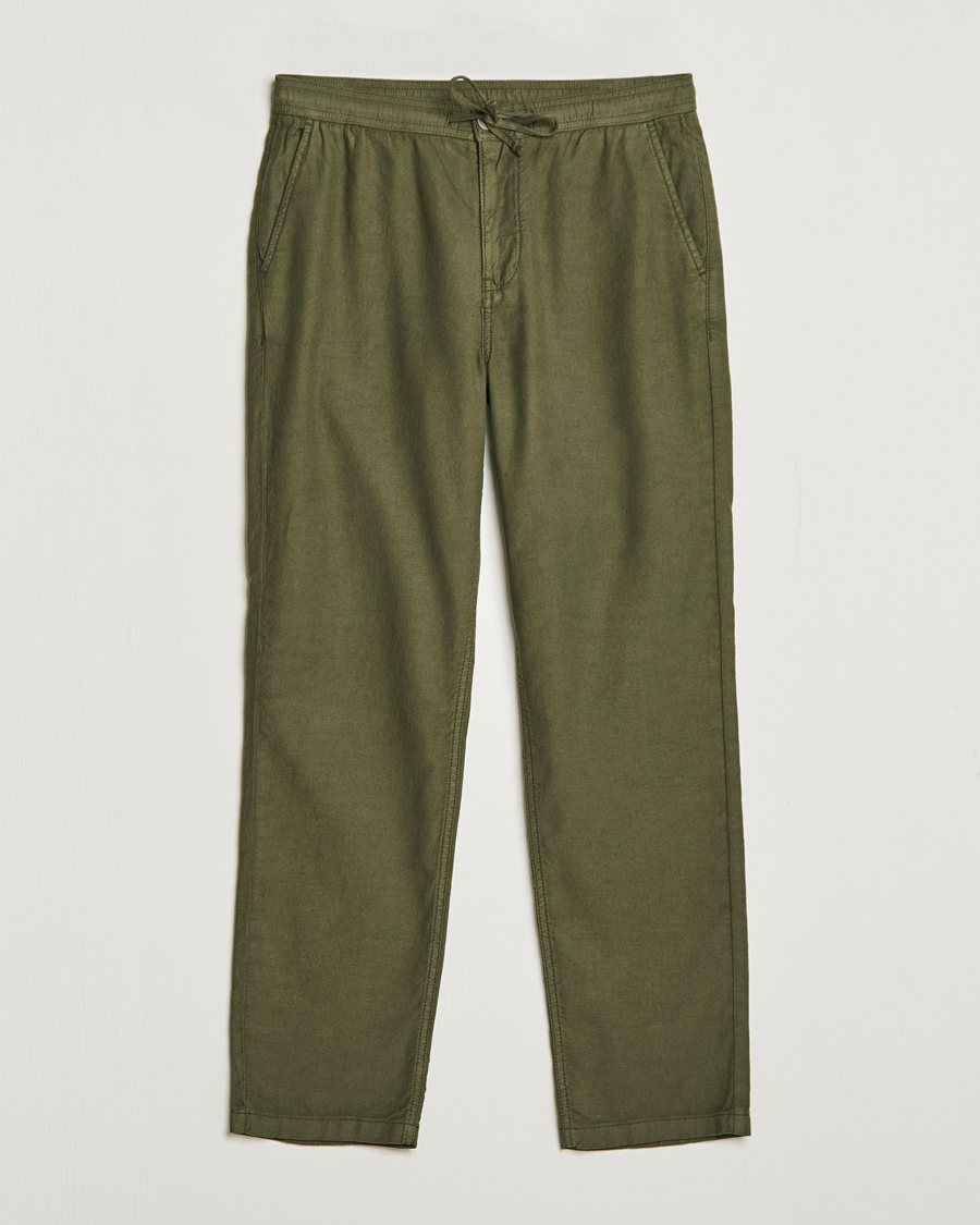 Herr | Byxor | Morris | Fenix Linen Drawstring Trousers Olive