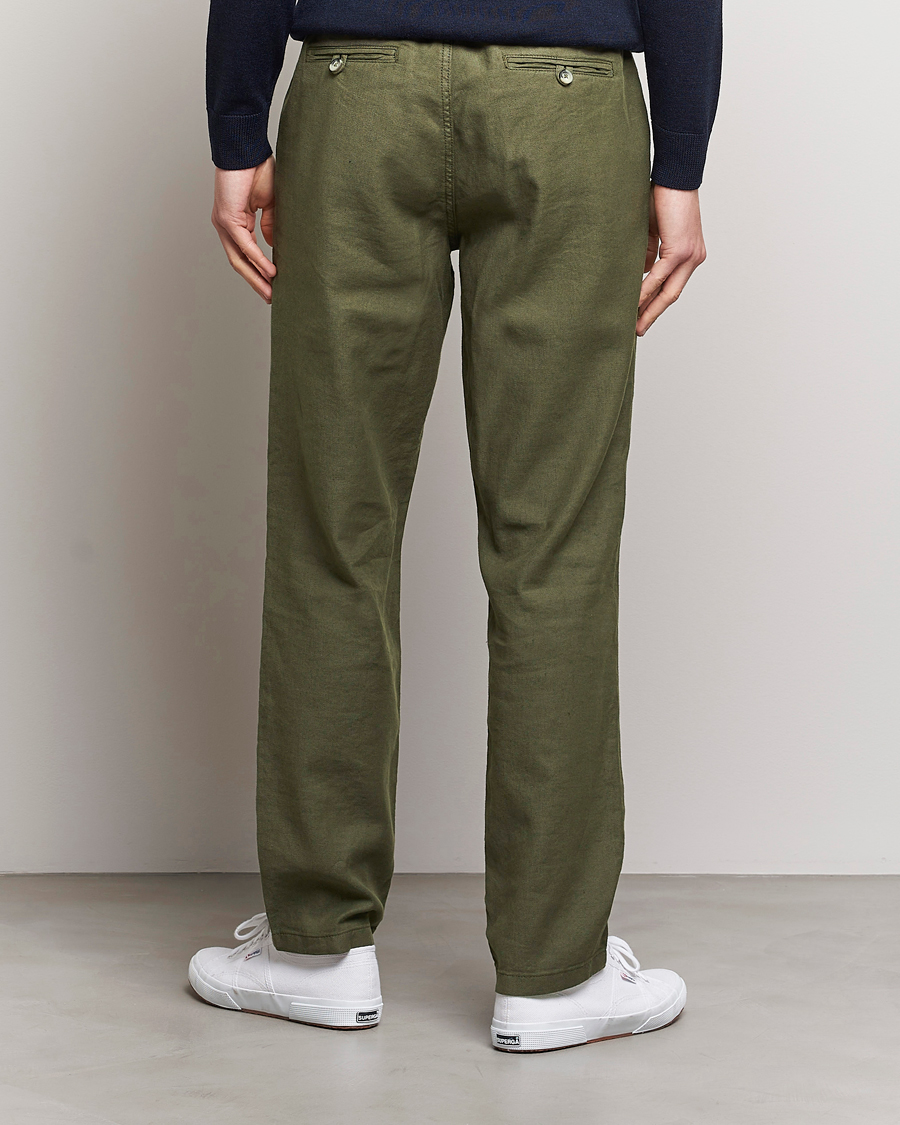 Herr | Byxor | Morris | Fenix Linen Drawstring Trousers Olive