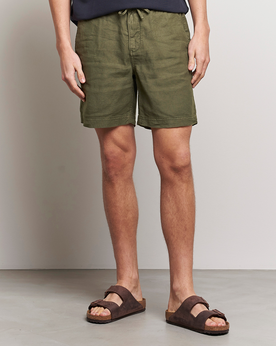 Herr | Shorts | Morris | Fenix Linen Drawstring Shorts Olive