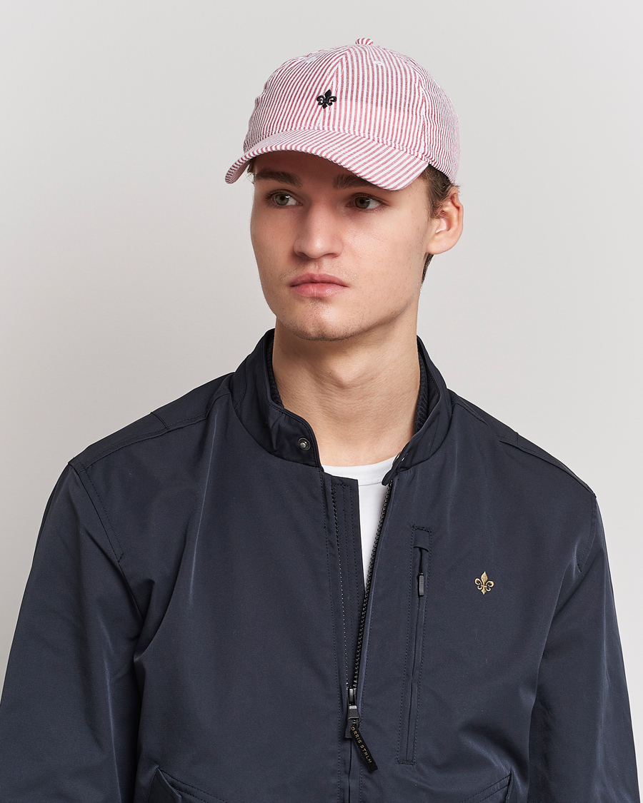 Herr | Morris Chapman StripedCotton Cap Red/White | Morris | Chapman StripedCotton Cap Red/White