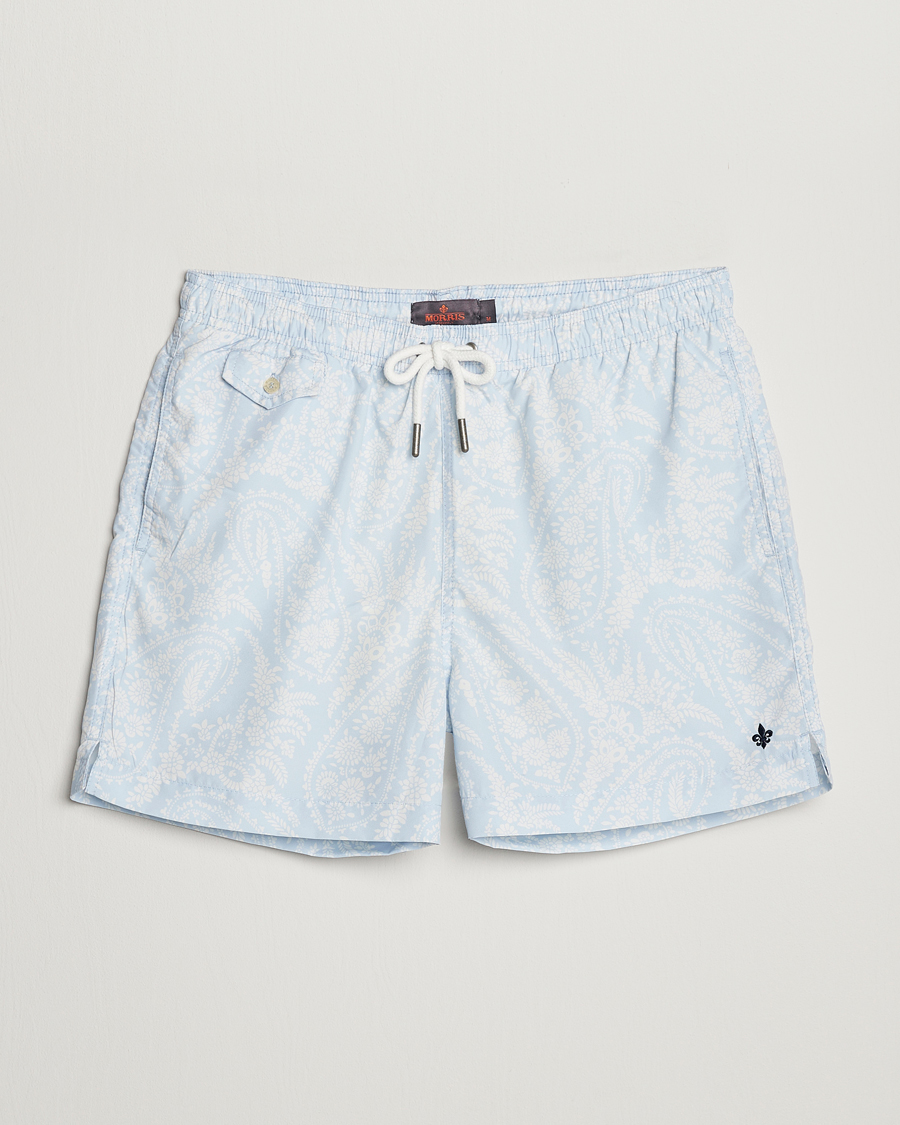 Herr | Badbyxor | Morris | Paisley Bathing Trunks Light Blue