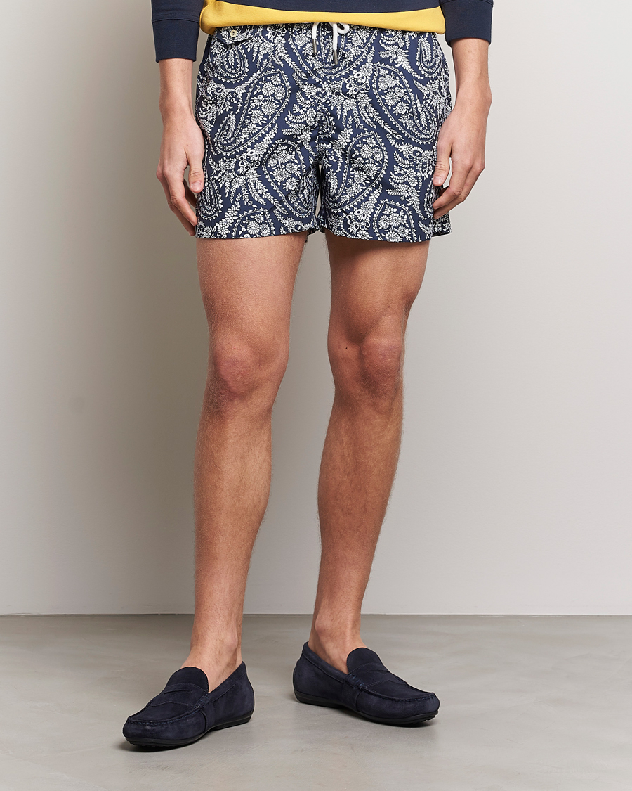 Herr | Badbyxor | Morris | Paisley Bathing Trunks Navy