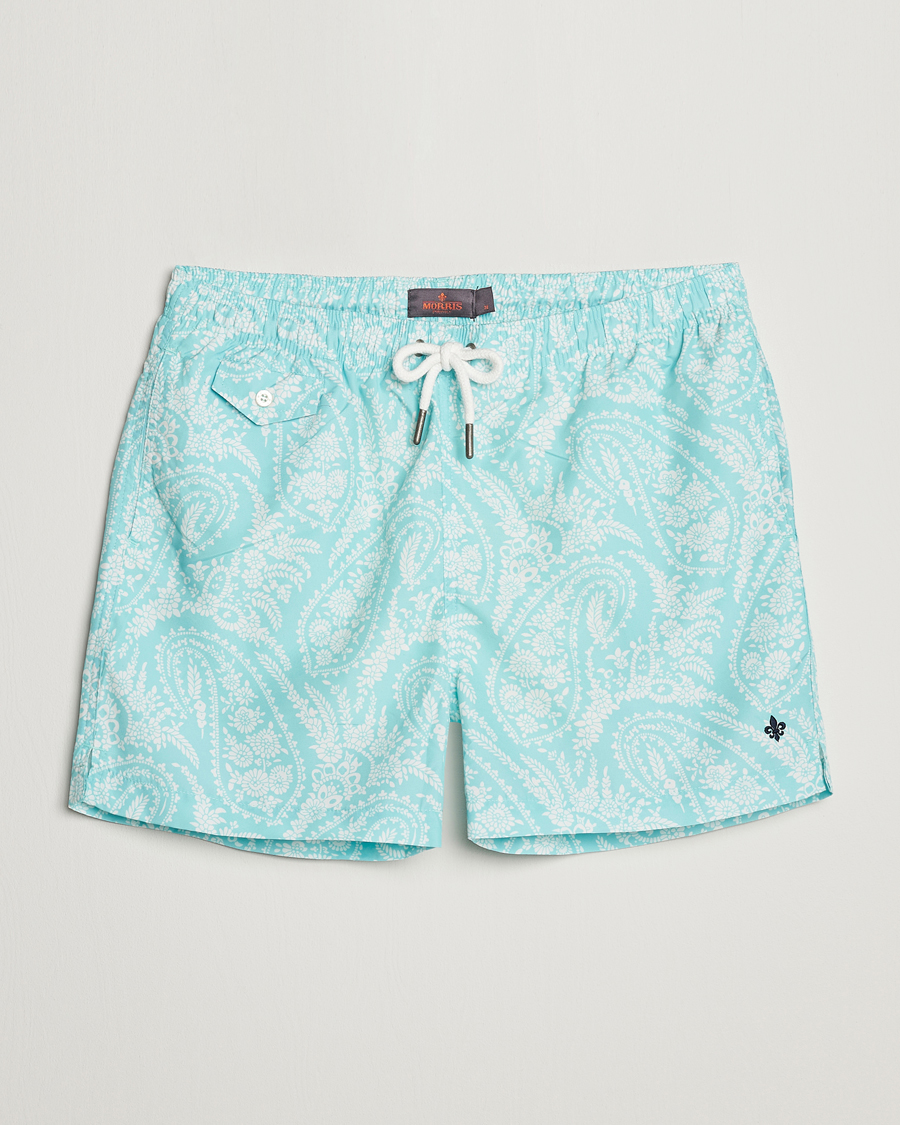 Herr | Badbyxor | Morris | Paisley Bathing Trunks Turquoise