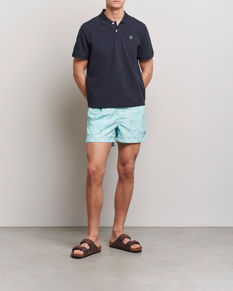 Herr | Badbyxor | Morris | Paisley Bathing Trunks Turquoise