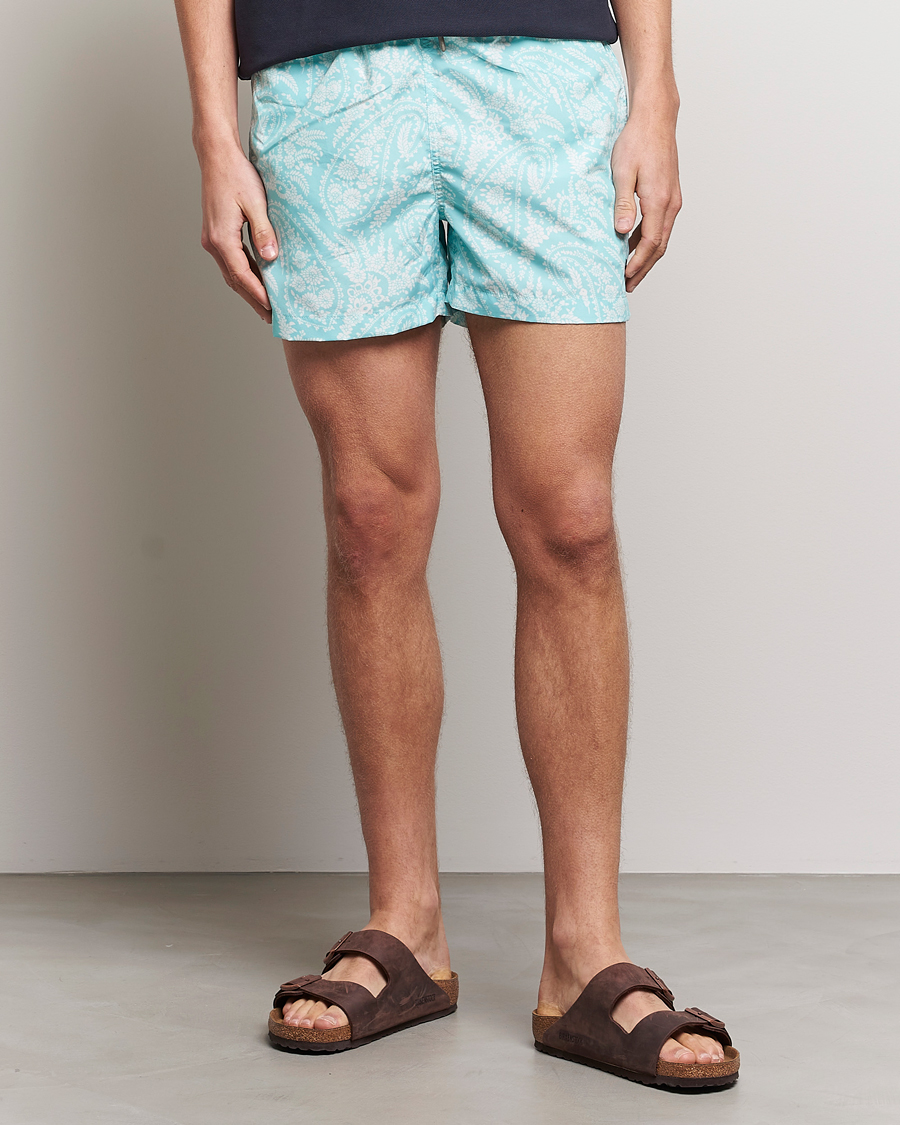 Herr | Badbyxor | Morris | Paisley Bathing Trunks Turquoise