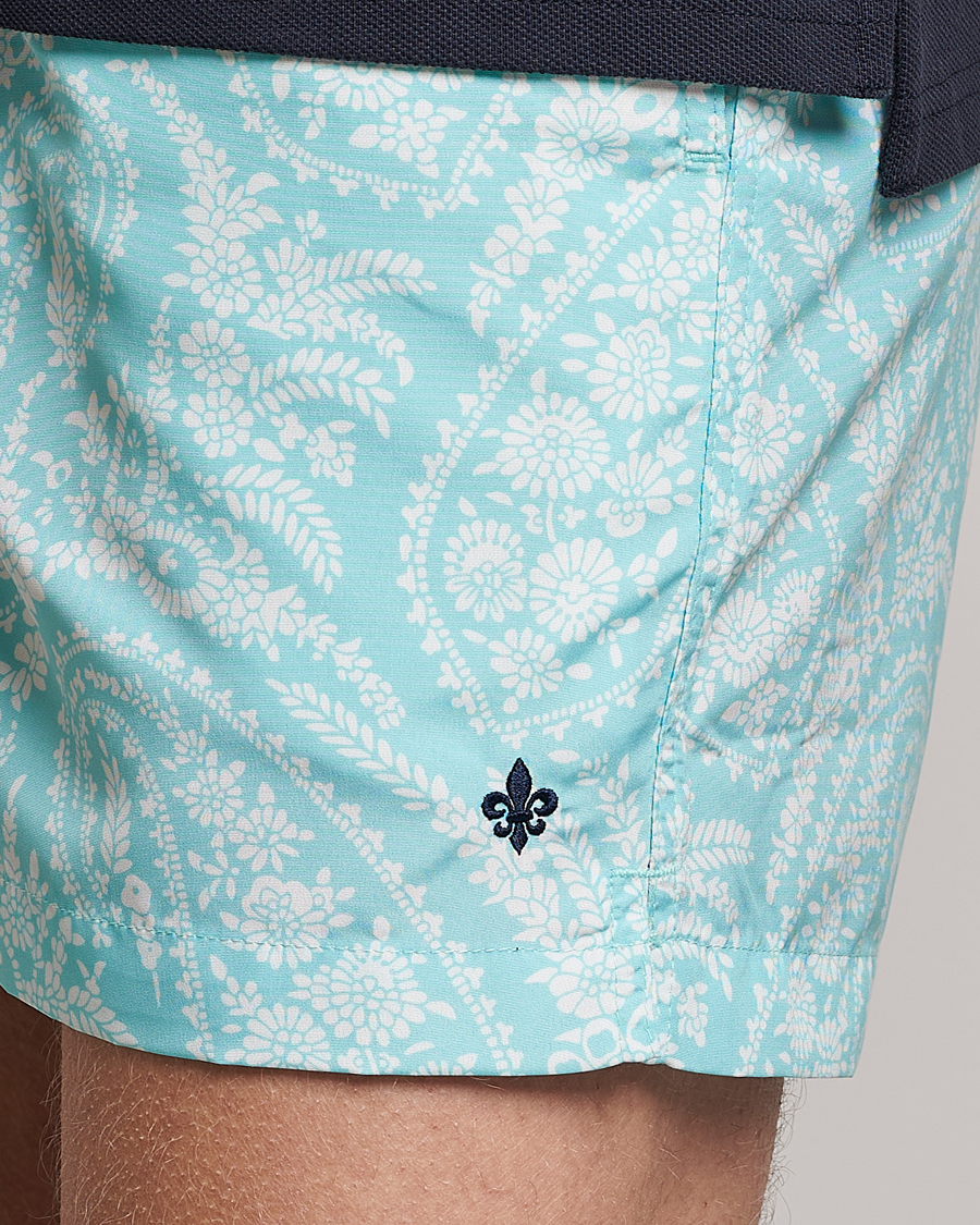 Herr | Badbyxor | Morris | Paisley Bathing Trunks Turquoise