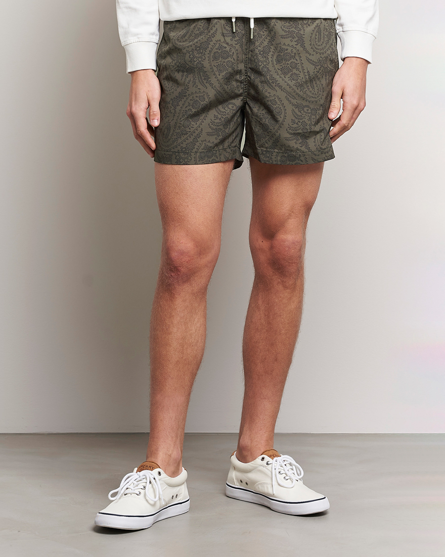 Herr | Badbyxor | Morris | Paisley Bathing Trunks Olive
