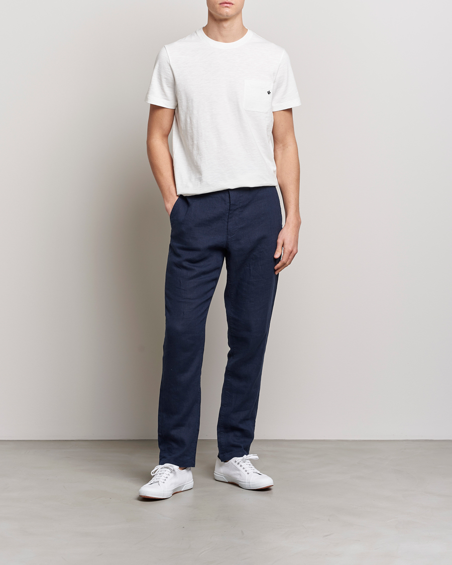 Herr | T-Shirts | Morris | Lily Slub Pocket Crew Neck Tee White