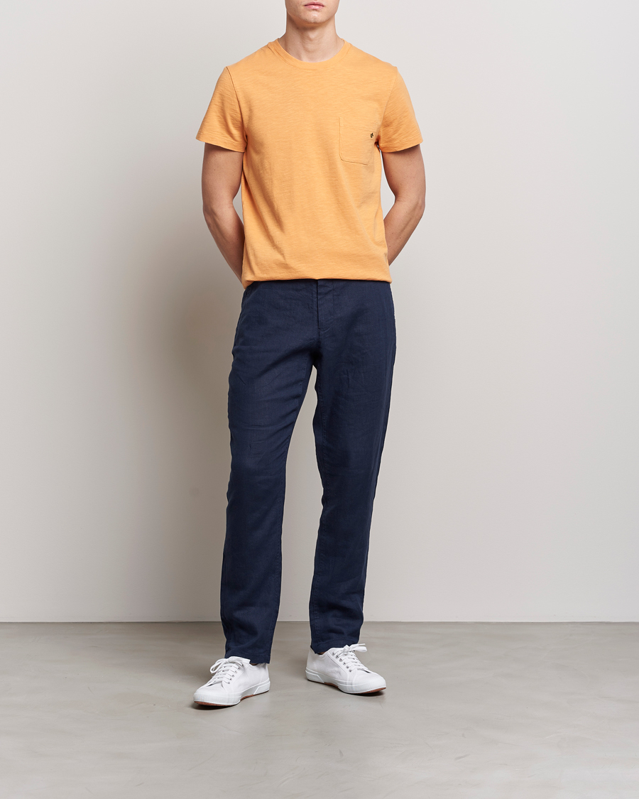 Herr | T-Shirts | Morris | Lily Slub Pocket Crew Neck Tee Orange