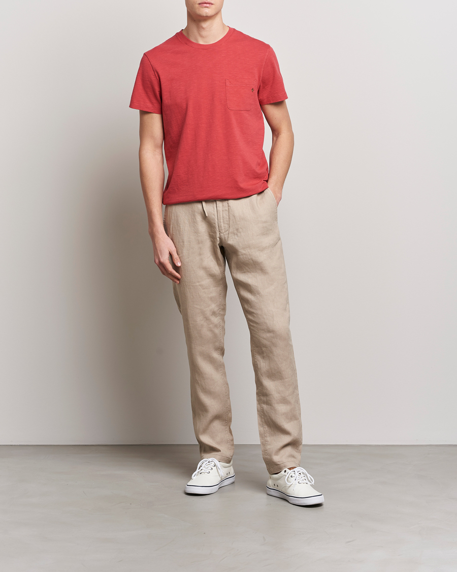 Herr | T-Shirts | Morris | Lily Slub Pocket Crew Neck Tee Red