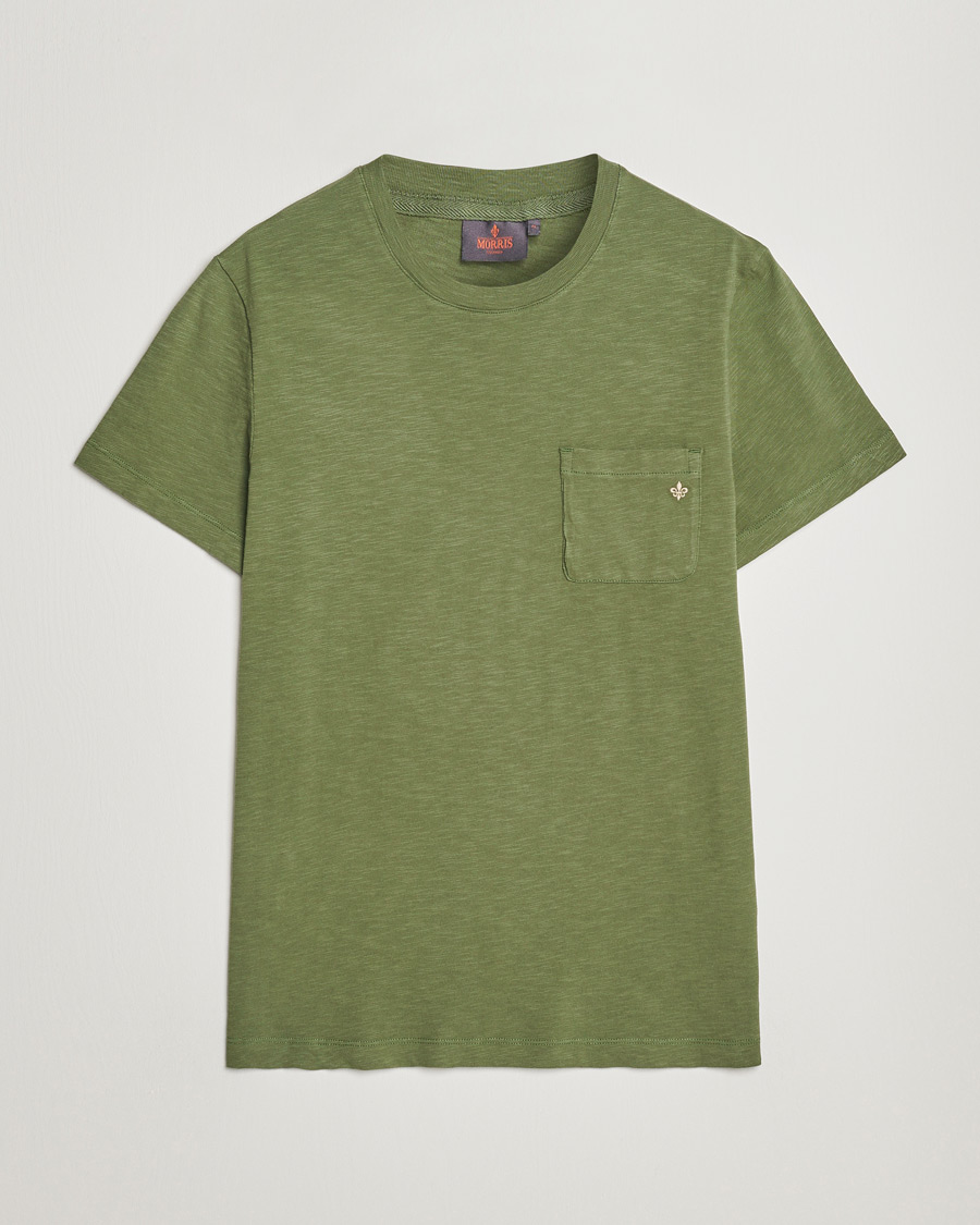Herr | T-Shirts | Morris | Lily Slub Pocket Crew Neck Tee Olive
