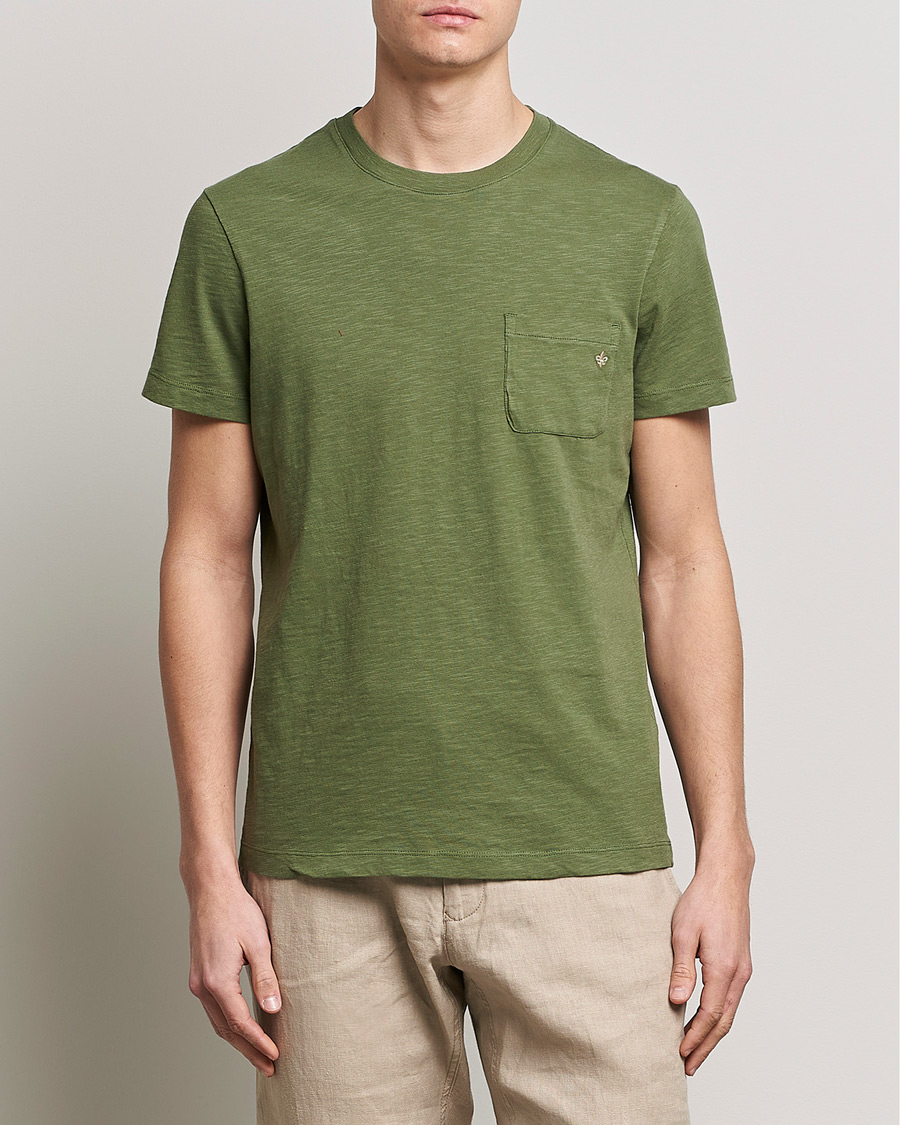 Herr | T-Shirts | Morris | Lily Slub Pocket Crew Neck Tee Olive