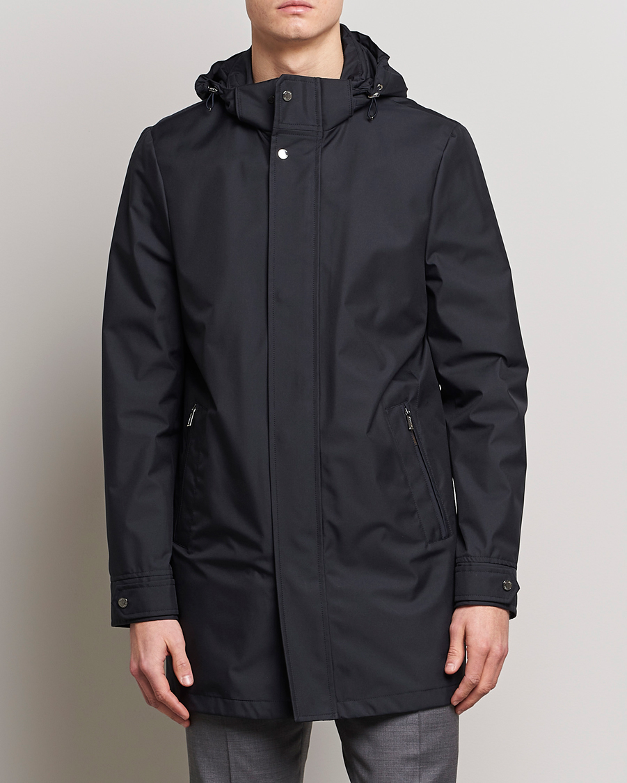 Herr | Rockar | MooRER | Waterproof Hooded Coat Dark Blue