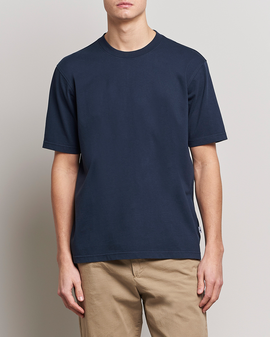 Herr |  | NN07 | Adam Pima Crew Neck T-Shirt Navy Blue