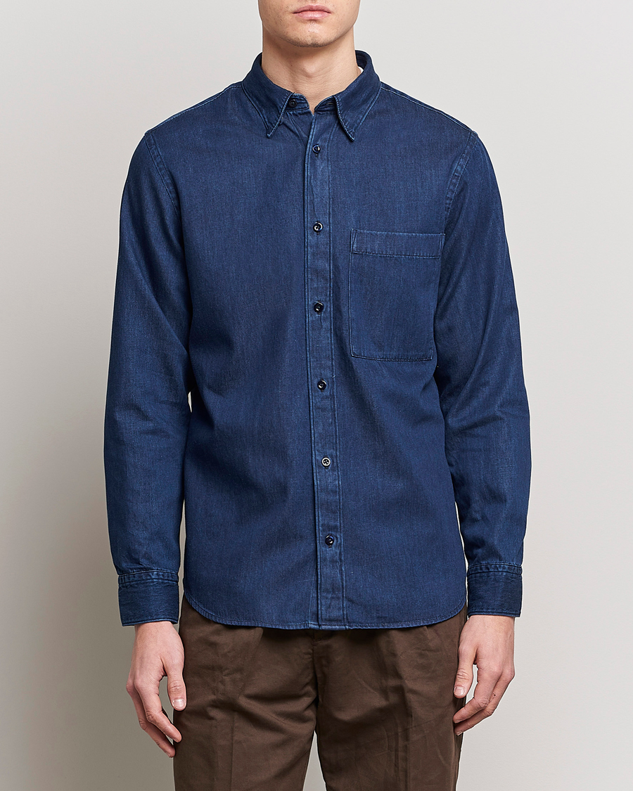 Herr | Skjortor | NN07 | Cohen Tencel Denim Shirt Dark Indigo