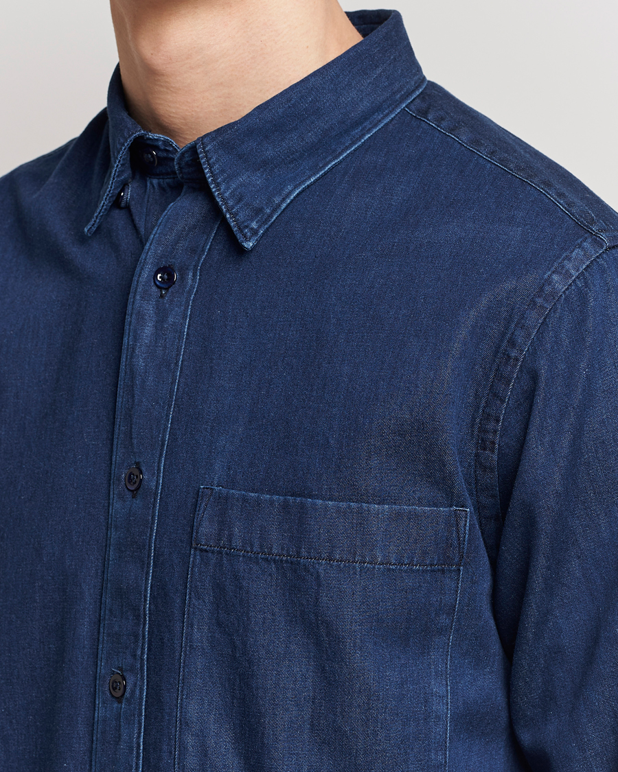 Herr | Skjortor | NN07 | Cohen Tencel Denim Shirt Dark Indigo