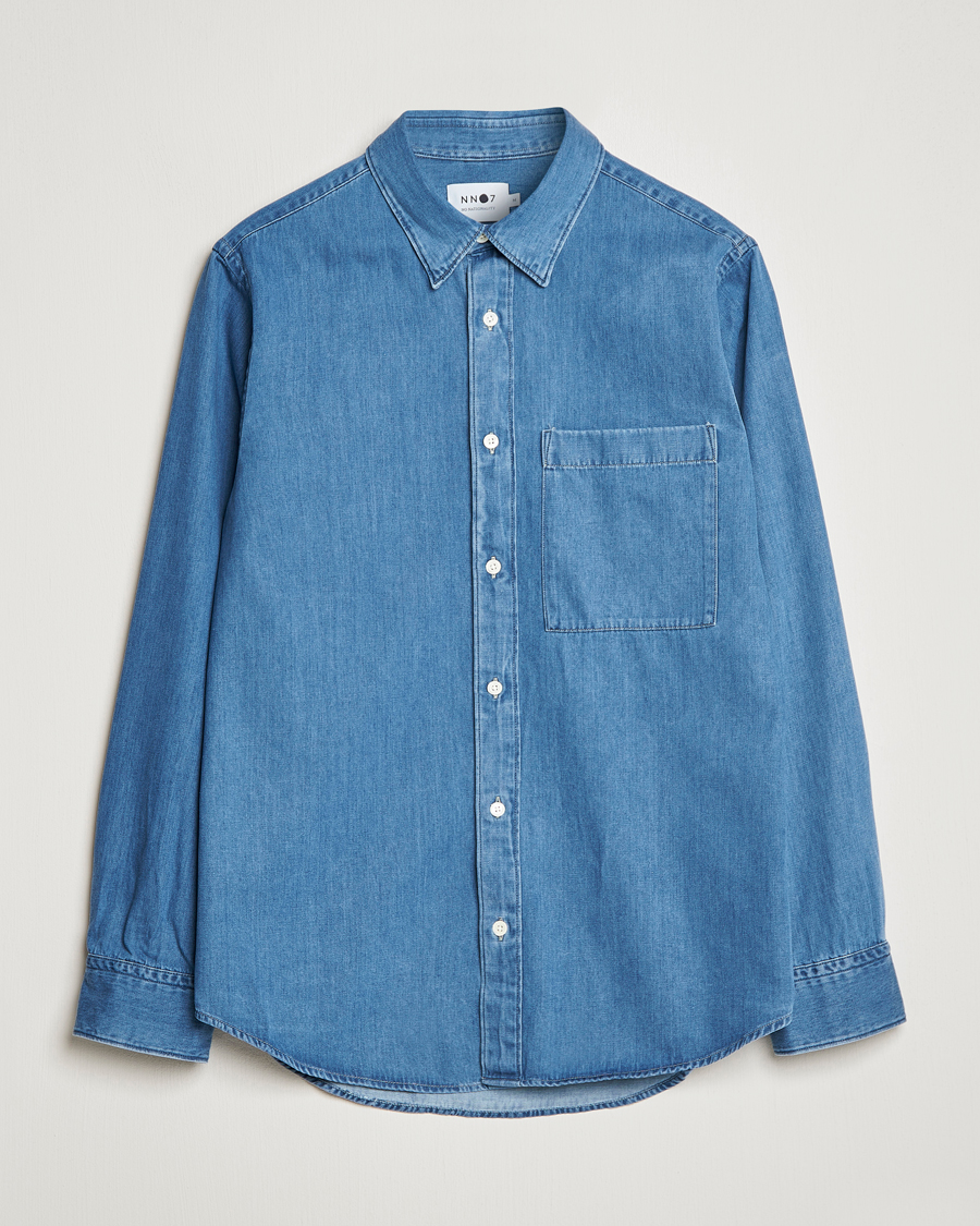 Herr | Skjortor | NN07 | Cohen Tencel Denim Shirt Medium Blue